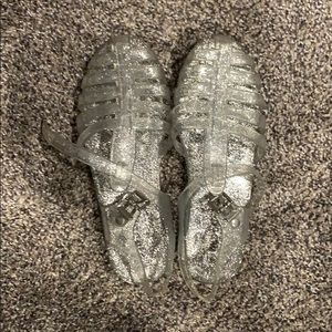 Silver jelly shoes size 6